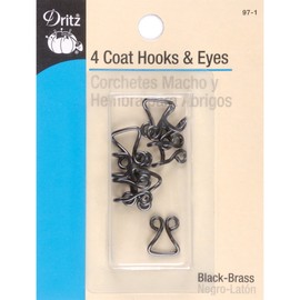 Dritz 97-65 Coat Hook & Eye Closures, Nickel-Plated Brass 4-Count