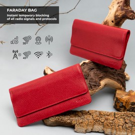 LOCKER's Faraday Bag (Leather -M- 8 x 4.5, Red for Phone 6")
