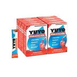 YUYO Vitaminas | 80 Sobres de Electrolitos con Vitaminas en Polvo (8 Cajas de 10 Sobres) | Sabor Jamaica | Electrolitos, Vitamina C e Iones
