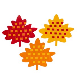 Fun Express 9" x 8" Colorful Fall Leaf Cardstock Weaving Mat Craft Kit - Makes 24