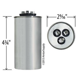 Trane CPT01033 / CPT-1033 - 60 + 7.5 uF MFD x 440 VAC Genteq Replacement Dual Capacitor Round # C46075R / 97F9898