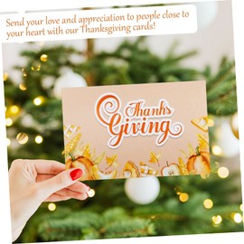 Ciieeo 12 Sets Holiday Greeting Cards Autumn Thank You Cards Thanksgiving Cards Bulk Thanksgiving Greeting Cards Pumpkin Decor Handwriting 250g White Cardboard Party Supplies