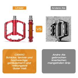 CXWXC Bicycle Pedals with Reflectors 9/16 Inch CNC Aluminium MTB Pedals Lightweight Non-Slip for Mountain Bike, City Bike, Road Bike