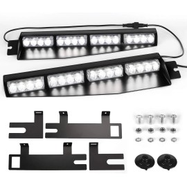 32LED Emergency Hazard Warning Strobe Beacon Windshield Dash Lamp New Visor Lights 26 Flash Patterns Extendable for Deck DeckLight Color: Blue/white/blue/white, Rated Power: 32, Beam Angle: Spot