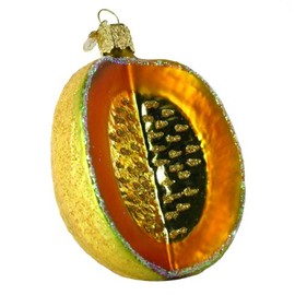 Cantaloupe Mouth Blown Glass Old World Christmas Ornament