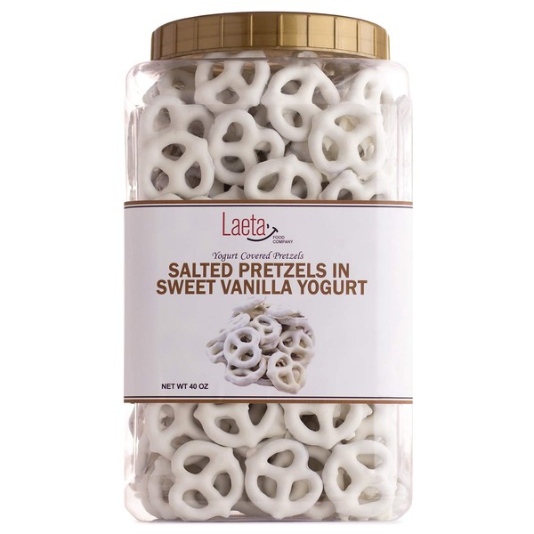 Yogurt Covered Pretzels, Salted Pretzels in Sweet Vanilla Yogurt, 40 Ounces [COMES with COOL-PACK]