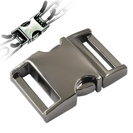LonlyEagle Dog Collar Buckle,Fastener Stainless Steel Buckle for Prong Dog Training Collar & Quick Release with Buckle for Medium Large Dogs(Black,M:2.8-3.2mm)