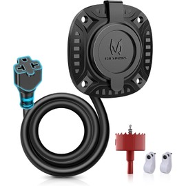 MICTUNING 20A 125V AC Port Plug with 5-in-1 T-Blade Adapter, 12AWG Heavy-Duty RV Shore Power Inlet Plug, Waterproof Electrical Receptacle with 18'' Extension Cord Hole Saw