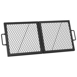 only fire Foldable X-Marks Fire Pit Cooking Grate, Portable Rectangle Campfire Grill Grate with Handles, Heavy Duty Steel Campfire BBQ Grill for Outdoor, 32 inch