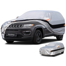 Holthly Holthly 10 Layers SUV Car Cover Custom Fit for Jeep Compass (2007-2024) Waterproof All Weather for Automobiles, Outdoor Full Cover Rain Sun UV Protection.Silver