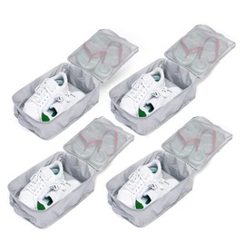 JJ POWER Travel Shoe Bags, Foldable Waterproof Shoe Pouches Organizer-Double Layer, Grey, 4 Packs, Daily Use
