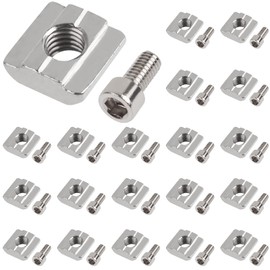 Yeepeo Pack of 20 T-Slot Nuts M8, Series 3030 M8 T-Nut Type B Carbon Steel T Slot Nut and Hex Socket Screw Connector Set for Aluminium Profile Extrusion Slot