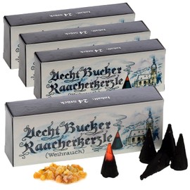 Bockauer Räucherkerzen Erzgebirgische Aecht Bucker Raacherkerzle - Real, Incense Fragrance: 4 Packs of Incense