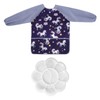 1 Unicorn Painting Smock, 1 Plum Blossom Palette, Children'S Apron,