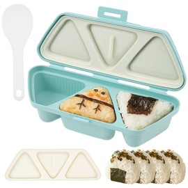 6 in 1 Onigiri Mold Triangle Sushi Mold Non-Stick Rice Ball Mould Multifunctional Onigiri Maker Rice Ball Box for Making and Storing Sushi(Wathet)