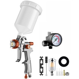 SICOPRO LVLP Paint Sprayer Gun, Air Paint Sprayer for House Painting; Paint Guns Automotive Premium Kit, 1.3mm High-Precision Nozzles, Varnish and Top Coat,with Oil-Water Separator, Air Regulator