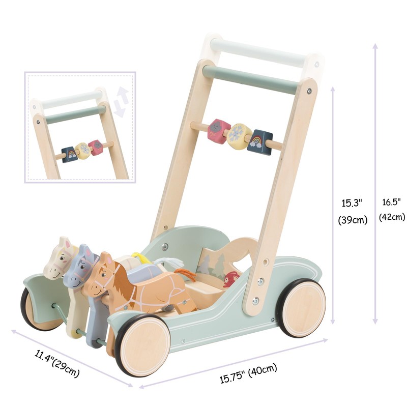 Wooden Baby Push Walker for Boys Girls Ages 1-3, Galloping