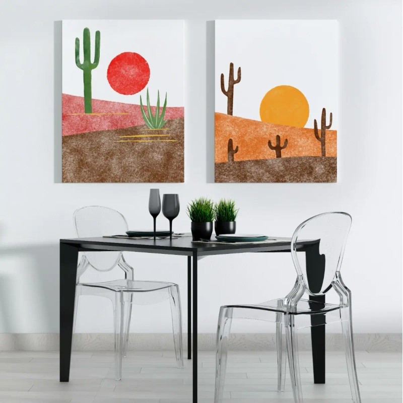 Juego De Cuadros Canvas Minimalistas De 65x43 Cm 2pz