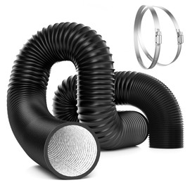 VIVOSUN Dryer Vent Hose, 6 inch Aluminum Foil Ducting, 8FT Long Heavy-Duty Dryer Hose Vent Kit for HVAC Ventilation, Exhaust, Duct Fan Systems, Black Flexible Air Duct w/ 2 Clamps