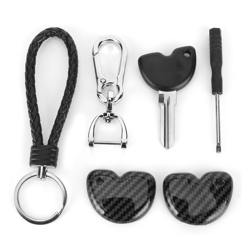 Uncut Blade Key Motorcycle Ignition Starting Carbon Fiber Style Case