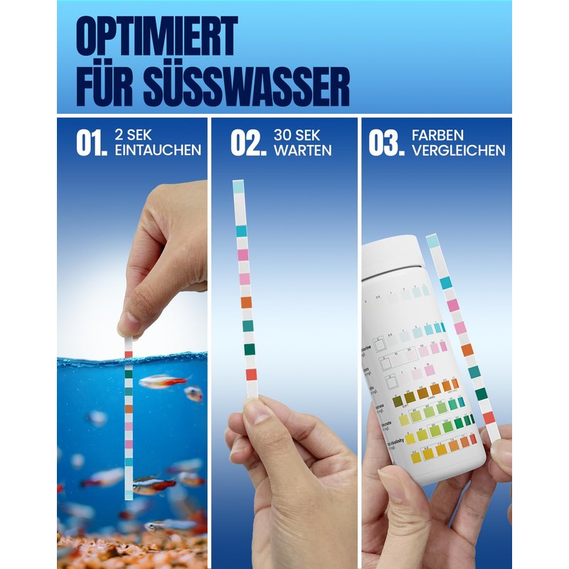 Wolmds Aquarium Test Strips - 8-in-1 Aquarium Water Test Case: