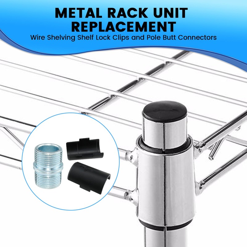 SDTC Tech 12 Pairs Wire Shelf Clips and 4Pcs Pole