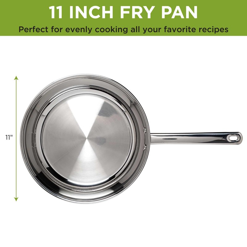 Ecolution Classic Stainless Steel Fry Pan, Professional Quality Sauté, Encapsulated