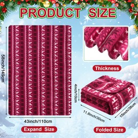 58x43 Inches 12v Heated Car Blanket Plug In, Red White, Reindeer