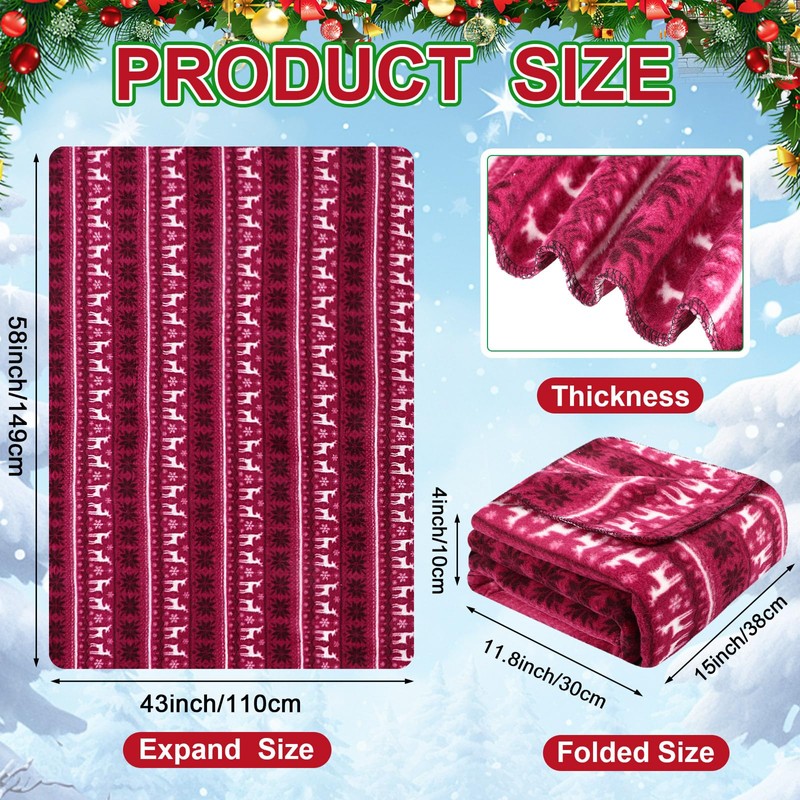 58x43 Inches 12v Heated Car Blanket Plug In, Red White,