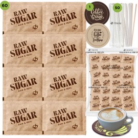 TRIONI Sugar Packets 110 - 230 ct - TRIONI Brown & Cane, Wholesome Turbinado & Organic - Raw - 110 count