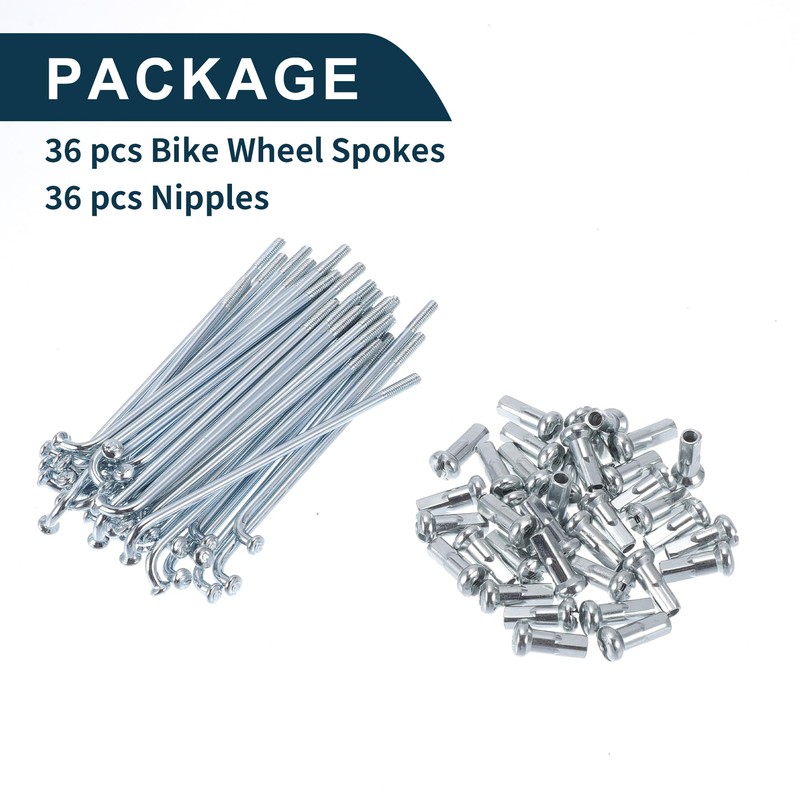 TUCKBOLD Bicycle Spokes Bike Wheel Spokes Silver Tone Nipple 1