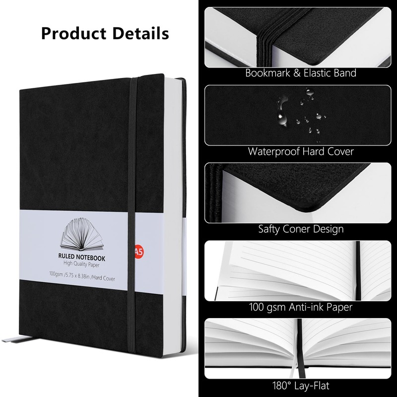 Notebook A5, Thick A5 Notebook Lined Journal 320 Pages 100gsm
