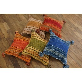 Sayan Sayang Hand Woven Indian Kilim Cushion Cover 45x45 Burgundy Red Asian