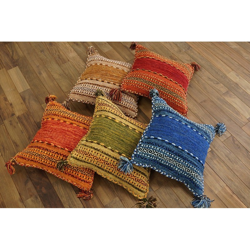 Sayan Sayang Hand Woven Indian Kilim Cushion Cover 45x45 Burgundy