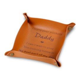 Gifts for Dad Daddy New Dad from Daughter Son Baby Kids Valet Tray Valentine Day Christmas Birthday for First Time Dad Father Stepdad Men Husband from Children Wife Leather Key Tray