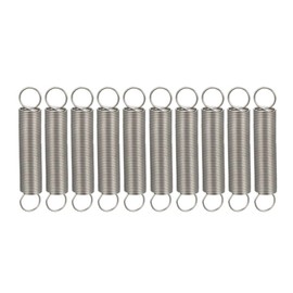 sourcing map Tension Spring Wire Diameter 0.02 Inch AD 0.24 Inch Free Length 1.38 Inch Stainless Steel Small Double Hook Tension Spring Pack of 10