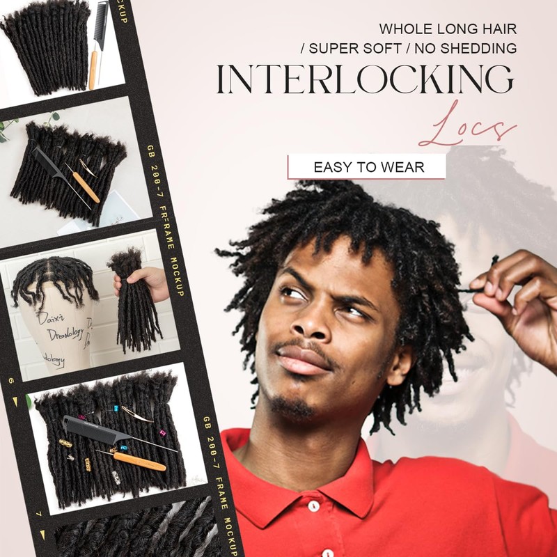 DAIXI Handmade Interlocking Locs 100% Real Human Hair Permanent Loc