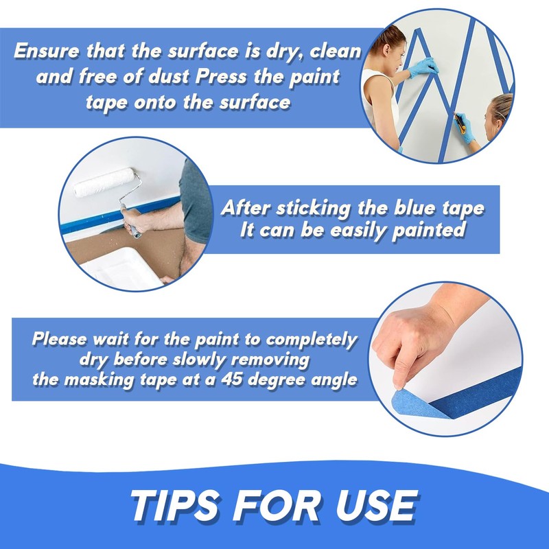 Hgminwarm Blue Painters Tape, 0.98 Inch x 55Yards x 2