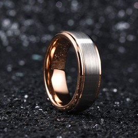 King Will Duo Unisex 7mm 18k Rose Gold Plated Tungsten Carbide Ring Two Tone Wedding Band 9