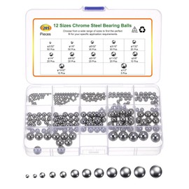 sourcing map 285pcs G16 Precision Balls Assortment Kit 3/32"- 1/2" 12 Sizes Chrome Steel Solid Bearing Balls