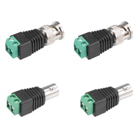 sourcing map 2Pair Cat5 to Coaxial Camera CCTV BNC Male/Female Jack Connector Screw Terminal