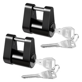AutoEC Trailer Hitch Coupler Lock, Trailer Tongue Coupler Lock, 1/4-Inch Pin, 3/4 Inch Span, Zinc Alloy Coupler Lock with Keys for Tow Boat RV Truck Car's Coupler(2 Pack)