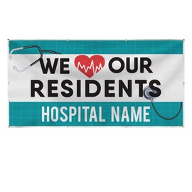 VictoryStore Waterproof Medical Staff Appreciation Banner - Hospital Banner Waterproof Vinyl (Custom We Love Our Residents (3 feet by 6 feet)