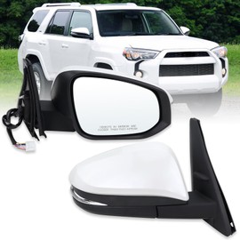 Lqito Right Passenger Side Mirror Compatible with 2014-2025 Toyota 4Runner With Manual folding Power Glass Heated Turn Signal Puddle Light White Replace#TO1321312 (9Pins)