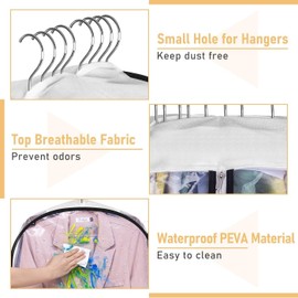 Emapoy 3 Packs Clear Garment Bags For Hanging Clothes, 10" Gusseted Suit Bags For Closet Storage Suit Cover Bags Hanging Clothes Garment BagsFor Shirts,Coats(No Hangers)