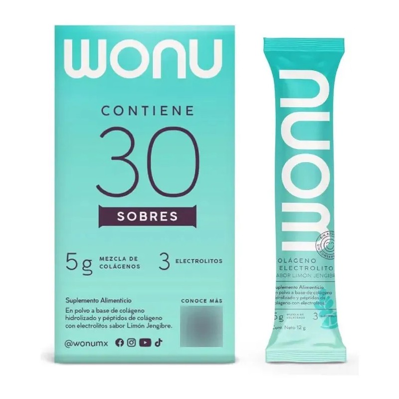 Bebida isotónica Wonu Electrolitos Limón y jengibre pack x 30