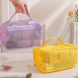 [Living Essential] Versatile Cosmetic Pouch Bag - Portable Travel & Large Beauty Storage Organizer Hot Pink 2ea