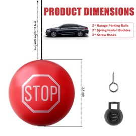 VKQTS 2PCS Garage Tennis Ball Parking Aid,Anti-Collision Hanging Garage Parking Aids for Cars with 13ft Rope,Universal Garages Parkings Stops Ball Garages Accessories for Car Truck SUV (Red/2PCS)