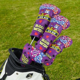 Golf Club Head covers Hybrid Utility Rescue with Interchangeable Number Tag 23456 UT Elastic Closure BIGWIN Purple PU Leather