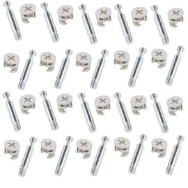 Bulk Hardware BH06260 Flat Pack Furniture Cabinet Fixing Screw Locking Cam Bolt Nut (15mm x 11.5mm) And Dowel (M6 x 35mm), Set of 20 Piece